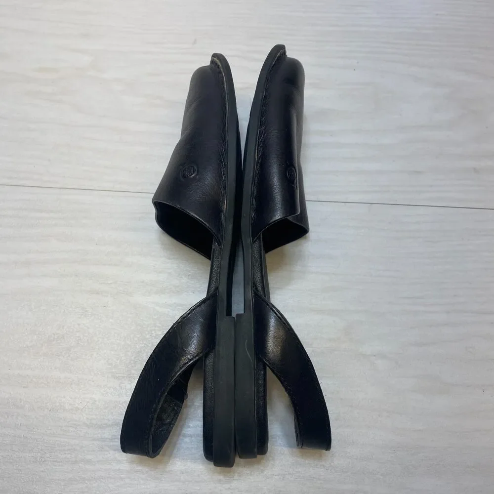 Born Leif Slingback Sandals Women's‎ Size 9.5 M Black Leather Comfort Casual